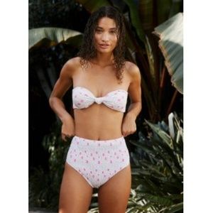 NWT Charlie Holiday Festive Floral bandeau high waisted bikini bottoms set suit